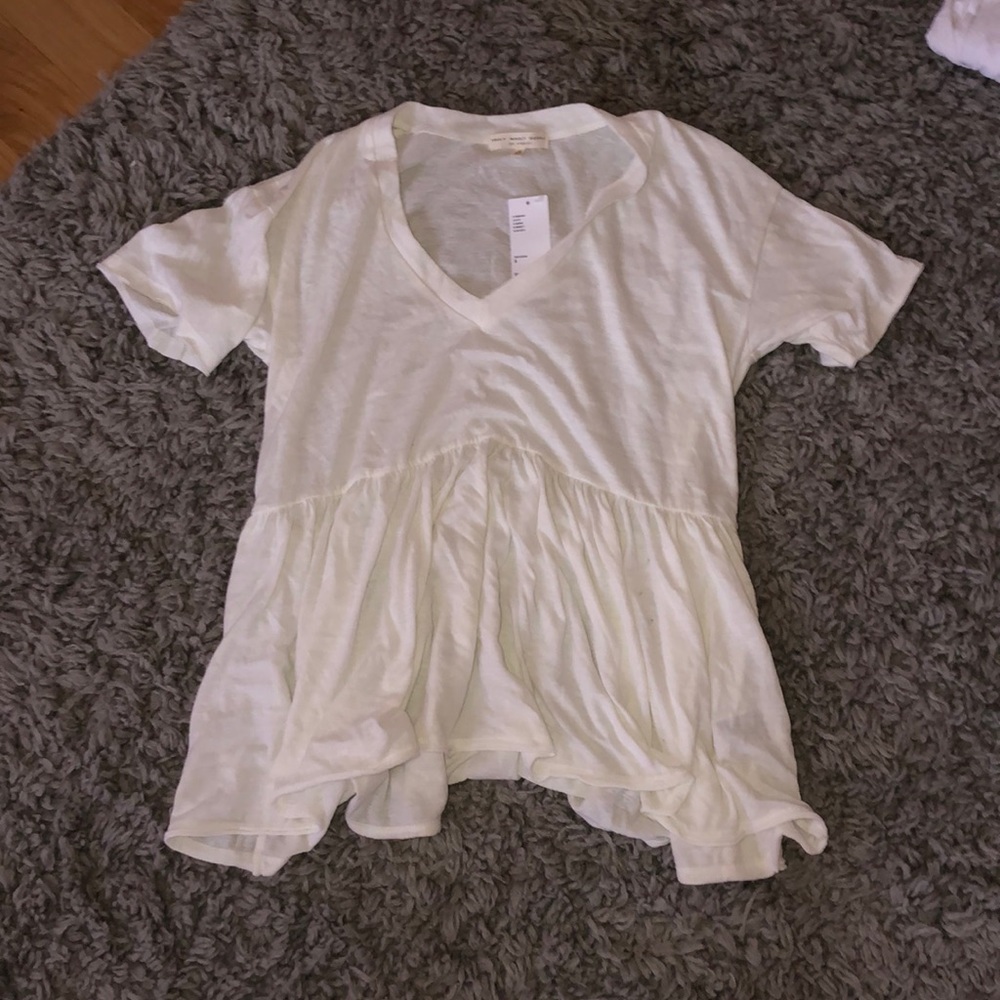 White baby doll v-neck t-shirt
